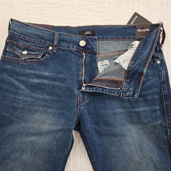 True Religion Rocco Jeans Men's 36x32 Dark Wash NEW Flap Pockets Relaxed NWT - Picture 8 of 16